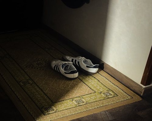 Comfortable supportive shoes placed near a home entryway